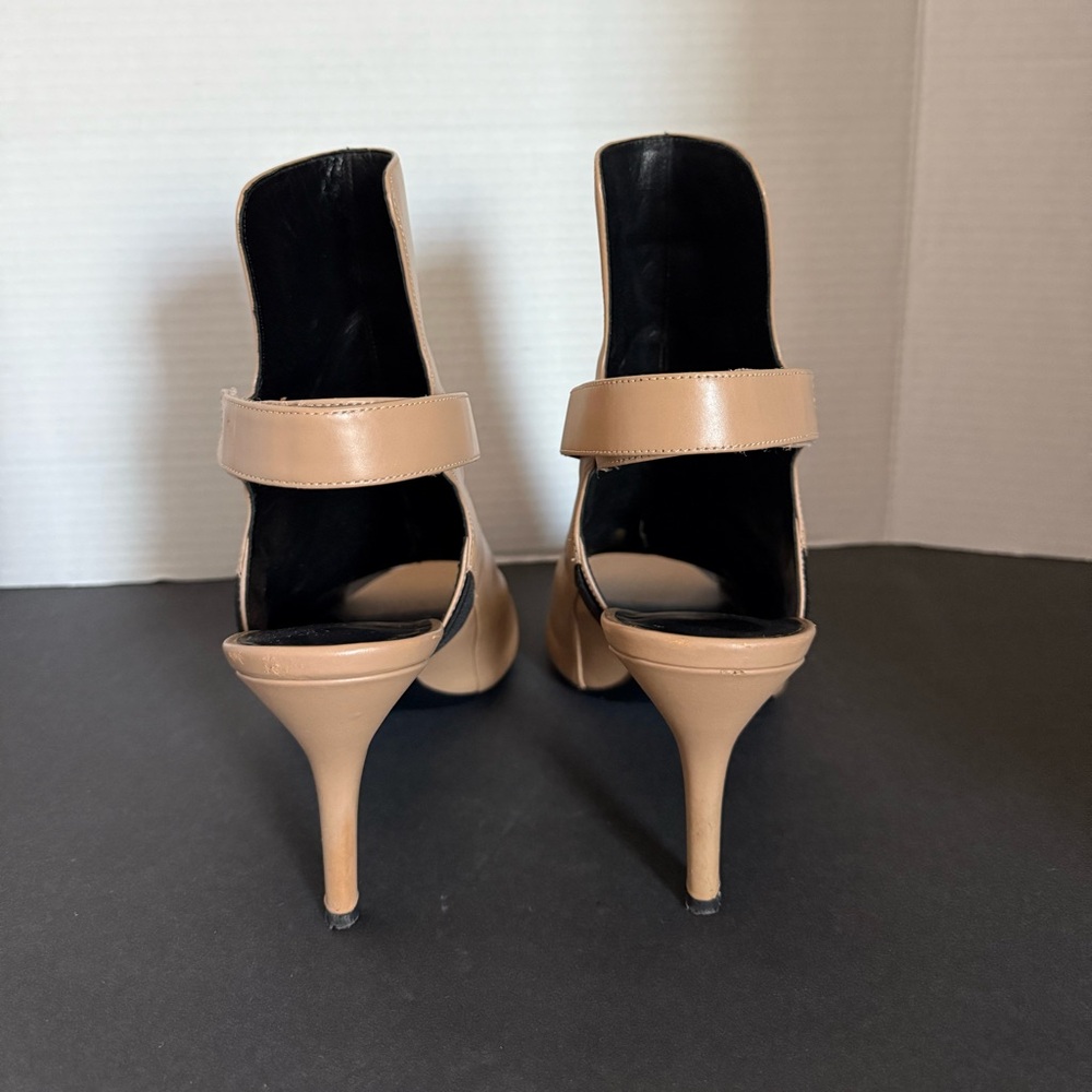Via Spiga Ida Open Peep Toe Desert Tan Stirrup Slingback Ankle Bootie Heels 9 39 - Picture 6 of 12